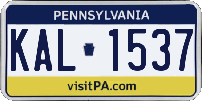 PA license plate KAL1537