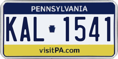 PA license plate KAL1541