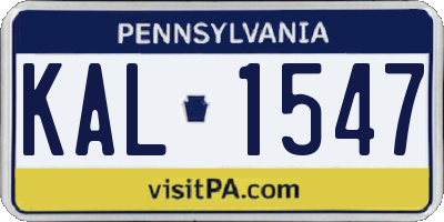 PA license plate KAL1547