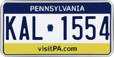 PA license plate KAL1554