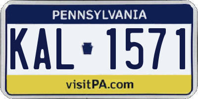 PA license plate KAL1571