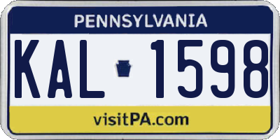 PA license plate KAL1598