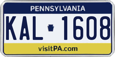 PA license plate KAL1608