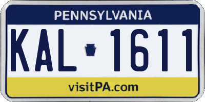 PA license plate KAL1611
