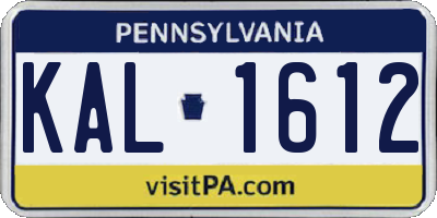 PA license plate KAL1612