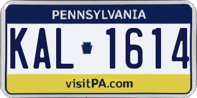 PA license plate KAL1614