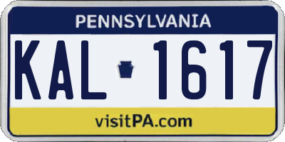 PA license plate KAL1617