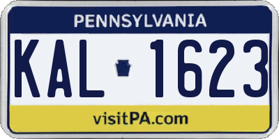 PA license plate KAL1623
