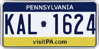 PA license plate KAL1624