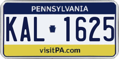 PA license plate KAL1625