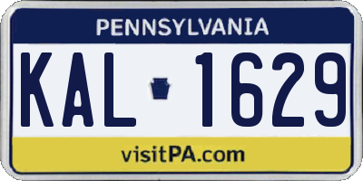PA license plate KAL1629
