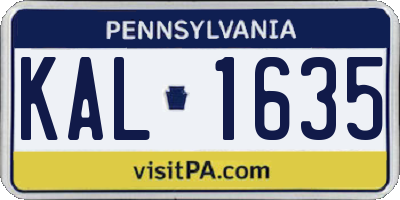 PA license plate KAL1635