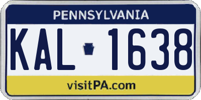 PA license plate KAL1638