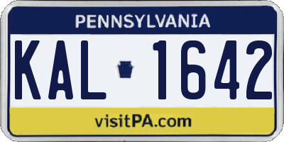 PA license plate KAL1642