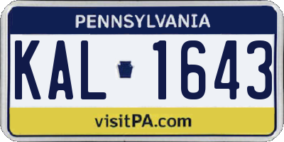 PA license plate KAL1643