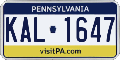 PA license plate KAL1647