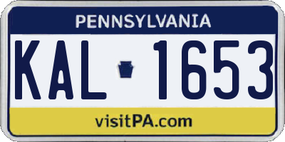 PA license plate KAL1653