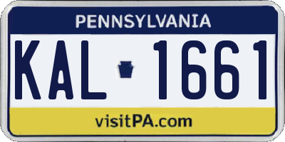 PA license plate KAL1661
