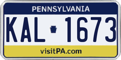 PA license plate KAL1673