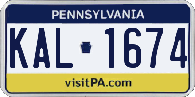PA license plate KAL1674