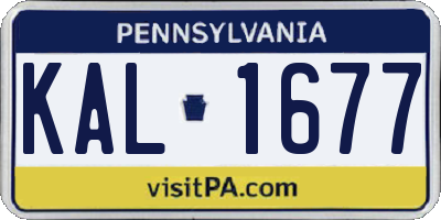 PA license plate KAL1677