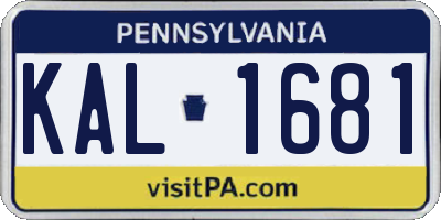 PA license plate KAL1681
