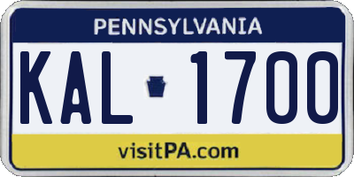 PA license plate KAL1700