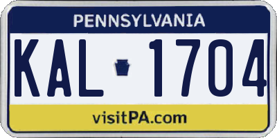 PA license plate KAL1704