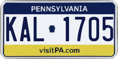 PA license plate KAL1705
