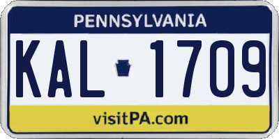 PA license plate KAL1709