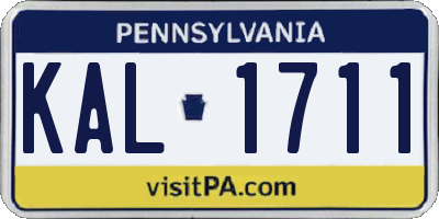 PA license plate KAL1711
