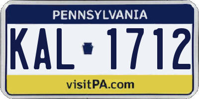 PA license plate KAL1712