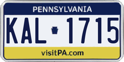 PA license plate KAL1715