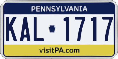 PA license plate KAL1717