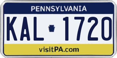 PA license plate KAL1720