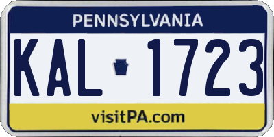 PA license plate KAL1723