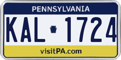 PA license plate KAL1724