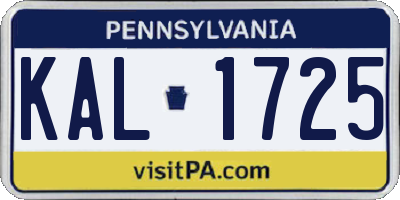 PA license plate KAL1725