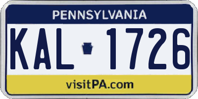 PA license plate KAL1726