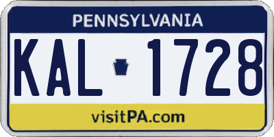 PA license plate KAL1728