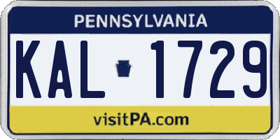 PA license plate KAL1729