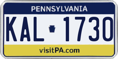 PA license plate KAL1730