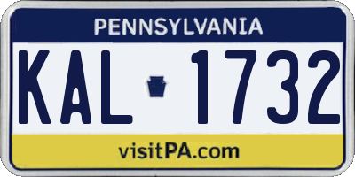 PA license plate KAL1732