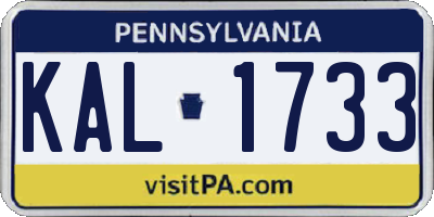 PA license plate KAL1733
