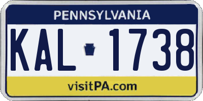 PA license plate KAL1738