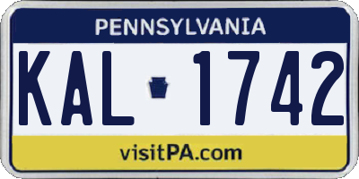 PA license plate KAL1742