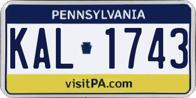 PA license plate KAL1743