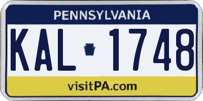 PA license plate KAL1748