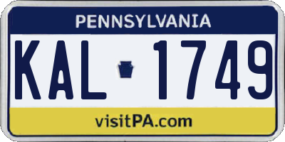 PA license plate KAL1749