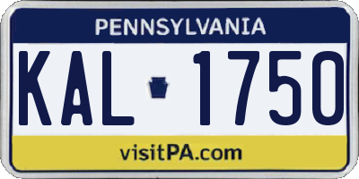 PA license plate KAL1750